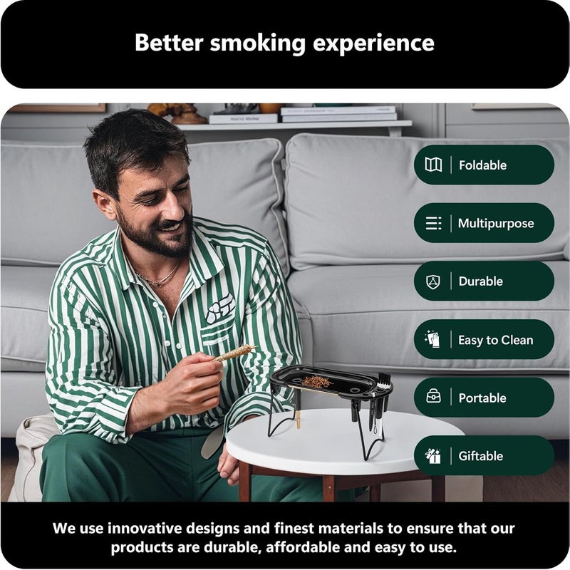 roygra طقم صينية قابلة للطي مع محمل مخروط، آلة تعبئة مخروط - آلة لف مسبقة، آلات لف معدنية لمخاريط بحجم الملك، بحجم 1-1/4 أو 70 مم، ملحقات التدخين، 9 × 4 بوصة - أخضر - Image 5